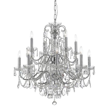 Crystorama Imperial 12-Light 31" Traditional Chandelier in Polished Chrome with Clear Hand Cut Crystals