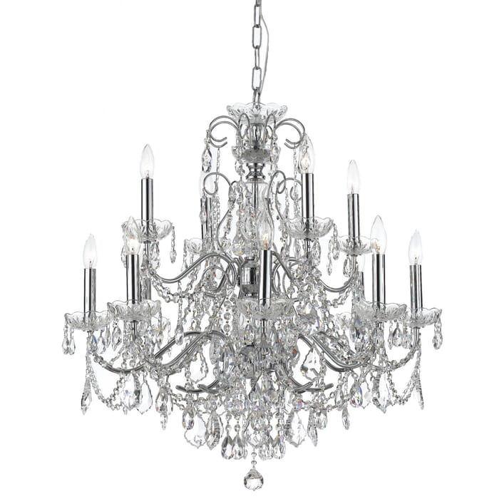 Crystorama Imperial 12-Light 31" Traditional Chandelier in Polished Chrome with Clear Swarovski Strass Crystals Crystorama Imperial 12-Light 31" Traditional Chandelier in Polished Chrome with Clear Swarovski Strass Crystals