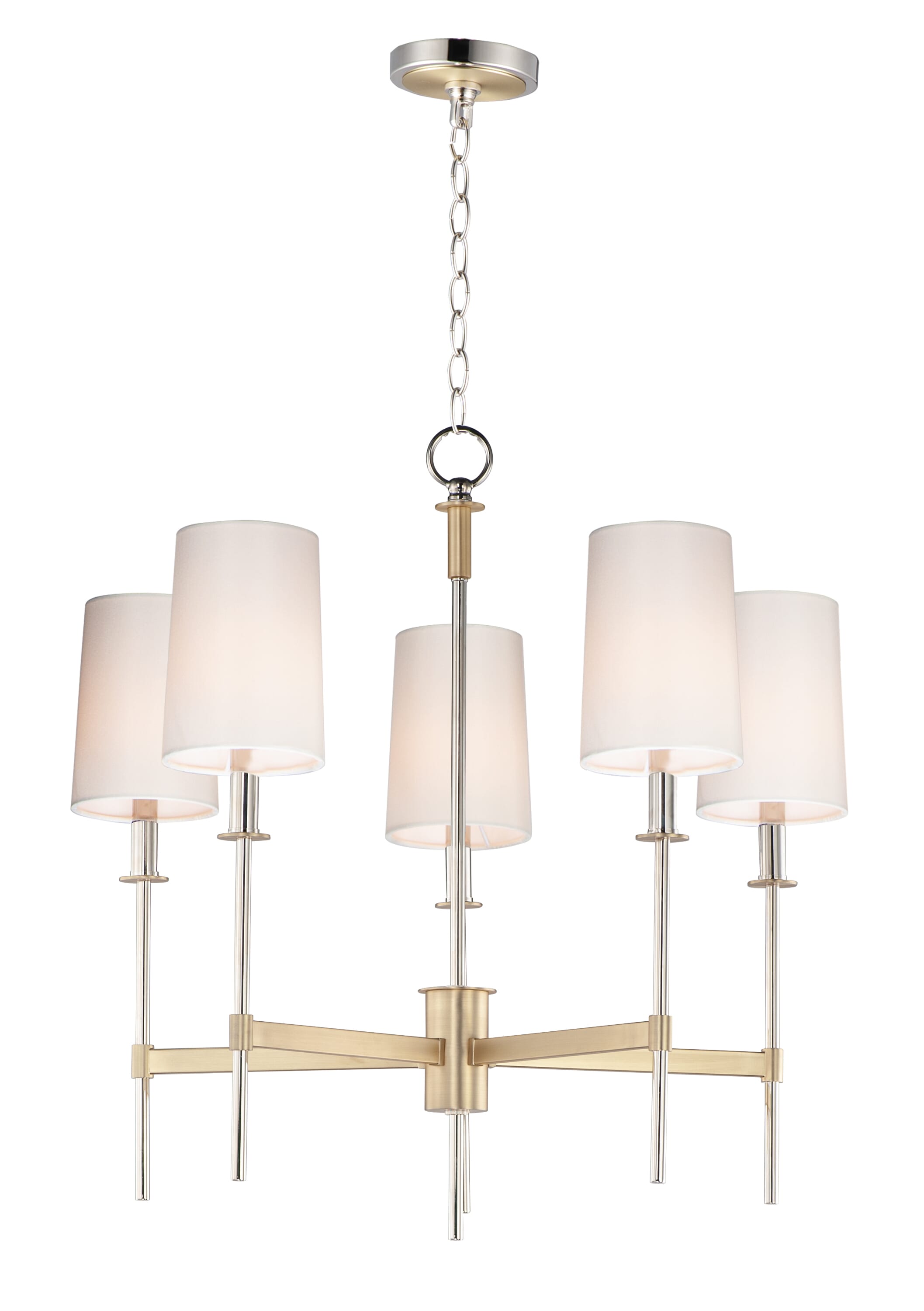 Maxim Uptown 5-Light Transitional Chandelier in Satin Brass and Polished Nickel