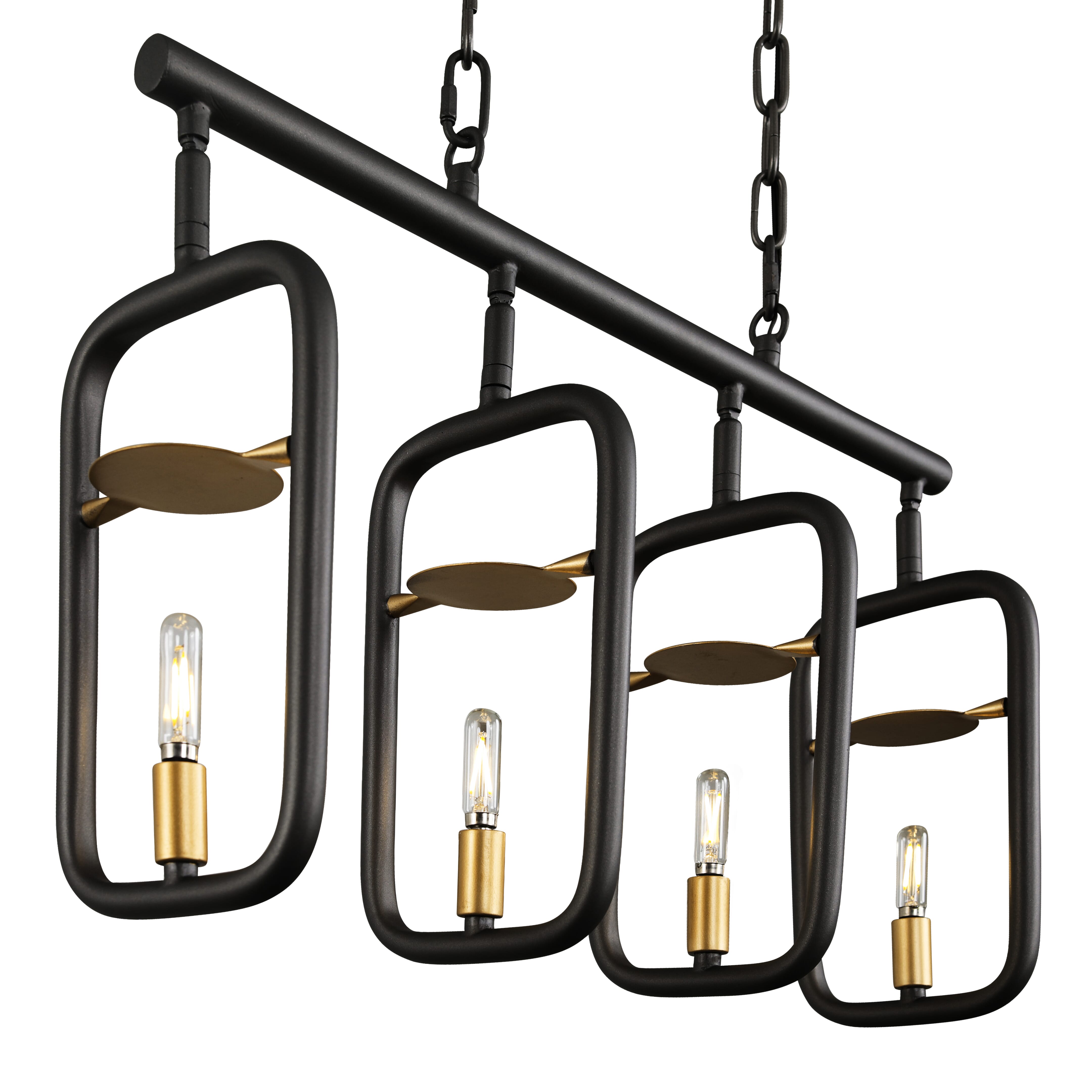 Bar None 4-Light 26"" Linear Pendant in Aged Gold with Rustic Bronze -  Varaluz, 327N04AGRB