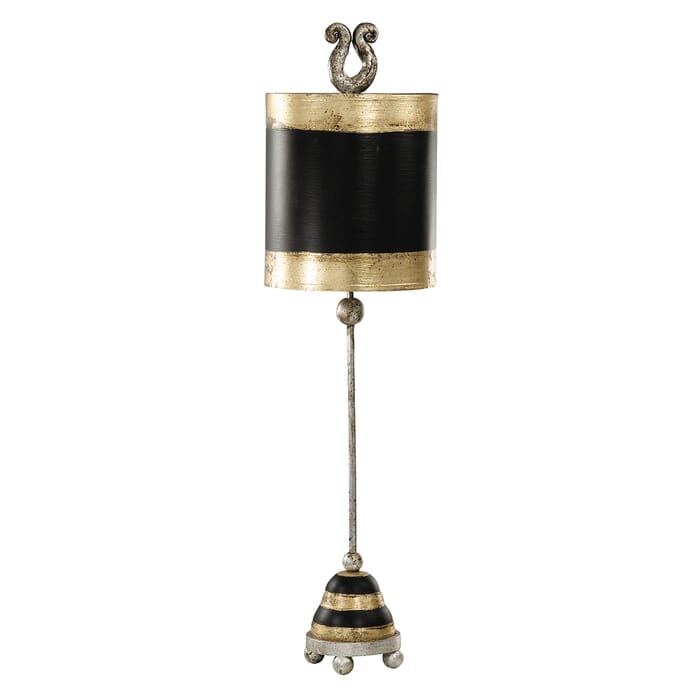 Phoenician 1-Light Table Lamp in Silver leaf feet and metal w with black and gold leafs Phoenician 1-Light Table Lamp in Silver leaf feet and metal w with black and gold leafs
