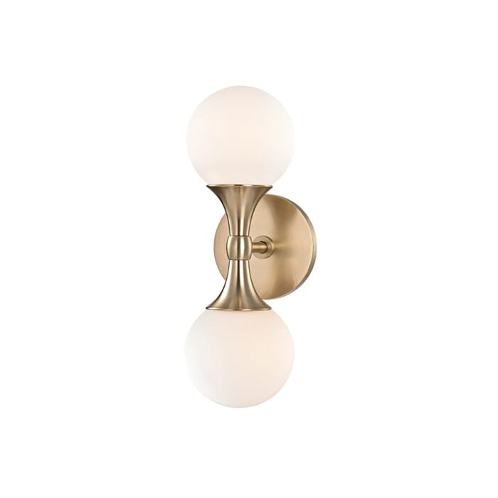 Hudson Valley Astoria 2-Light 14" Wall Sconce in Aged Brass Hudson Valley Astoria 2-Light 14" Wall Sconce in Aged Brass