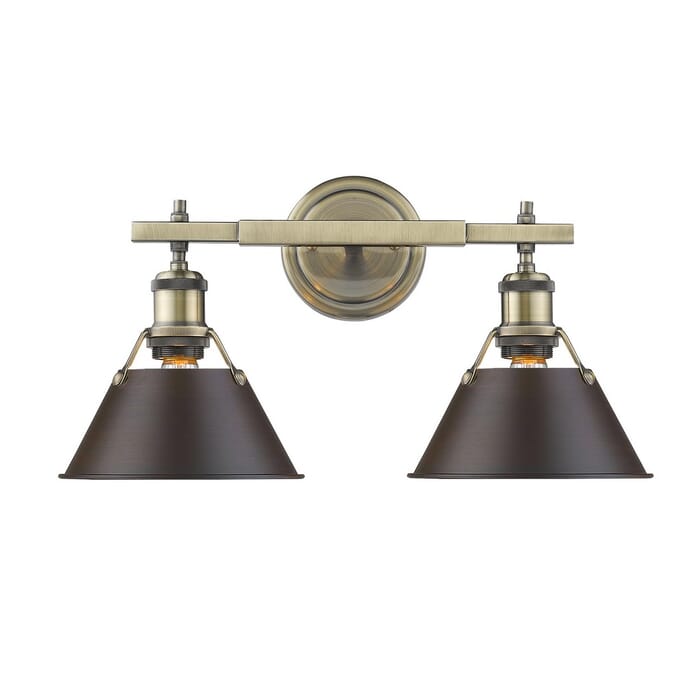 Golden Orwell 2-Light 18" Bathroom Vanity Light in Aged Brass Golden Orwell 2-Light 18" Bathroom Vanity Light in Aged Brass