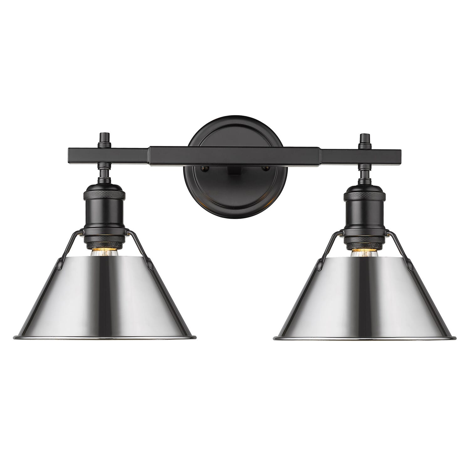 Matte Black Two Light Bath Vanity from the Orwell BLK Collection