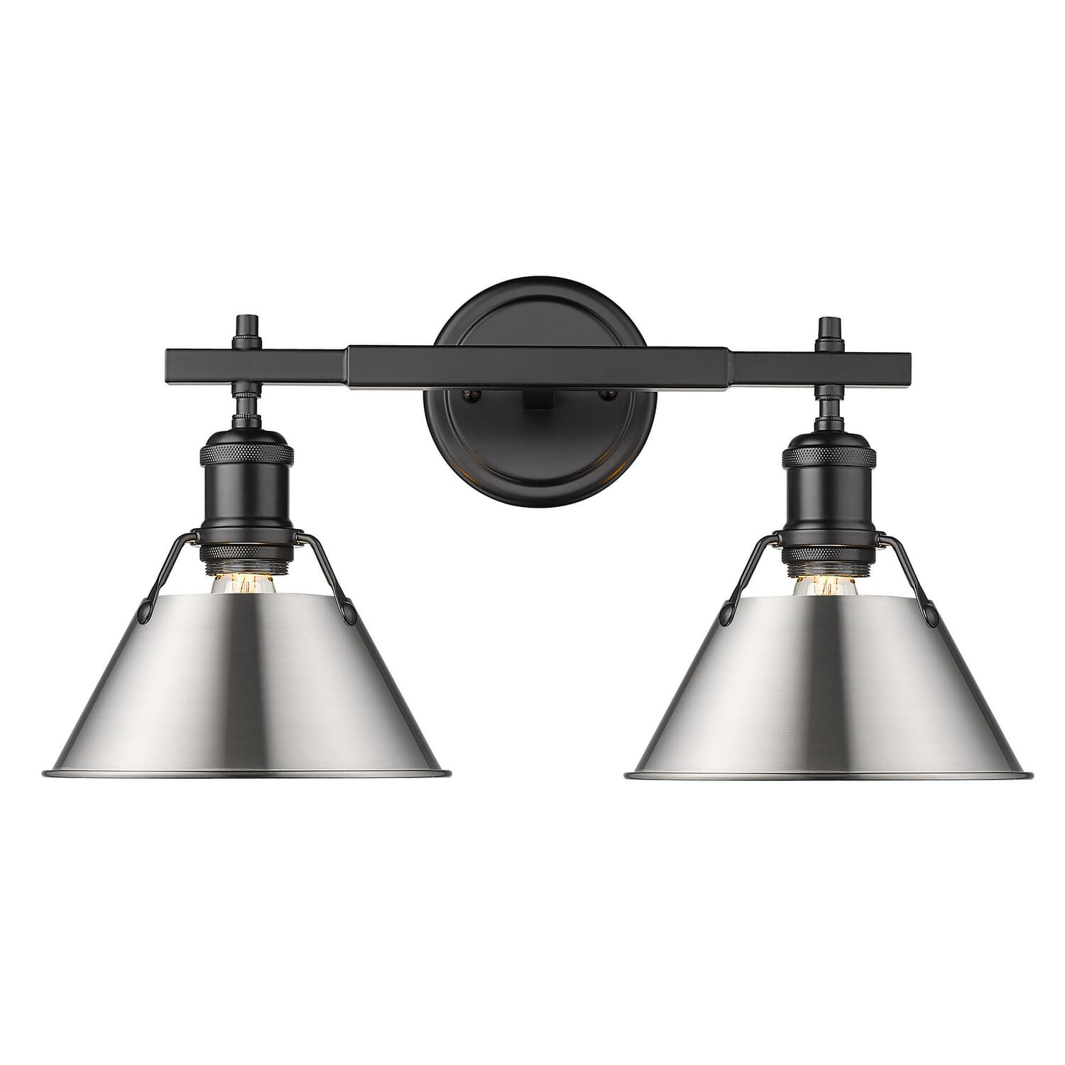 Matte Black Two Light Bath Vanity from the Orwell BLK Collection