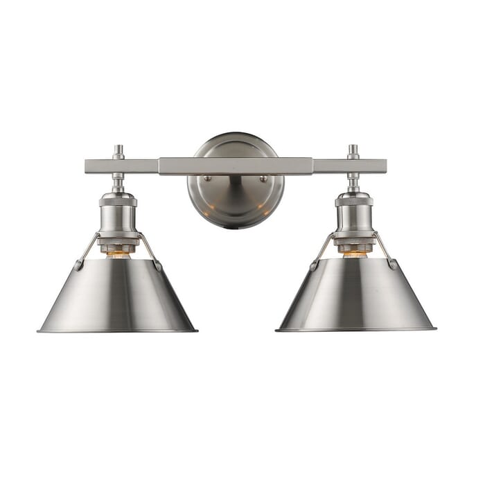 Golden Orwell 2-Light 18" Bathroom Vanity Light in Pewter Golden Orwell 2-Light 18" Bathroom Vanity Light in Pewter