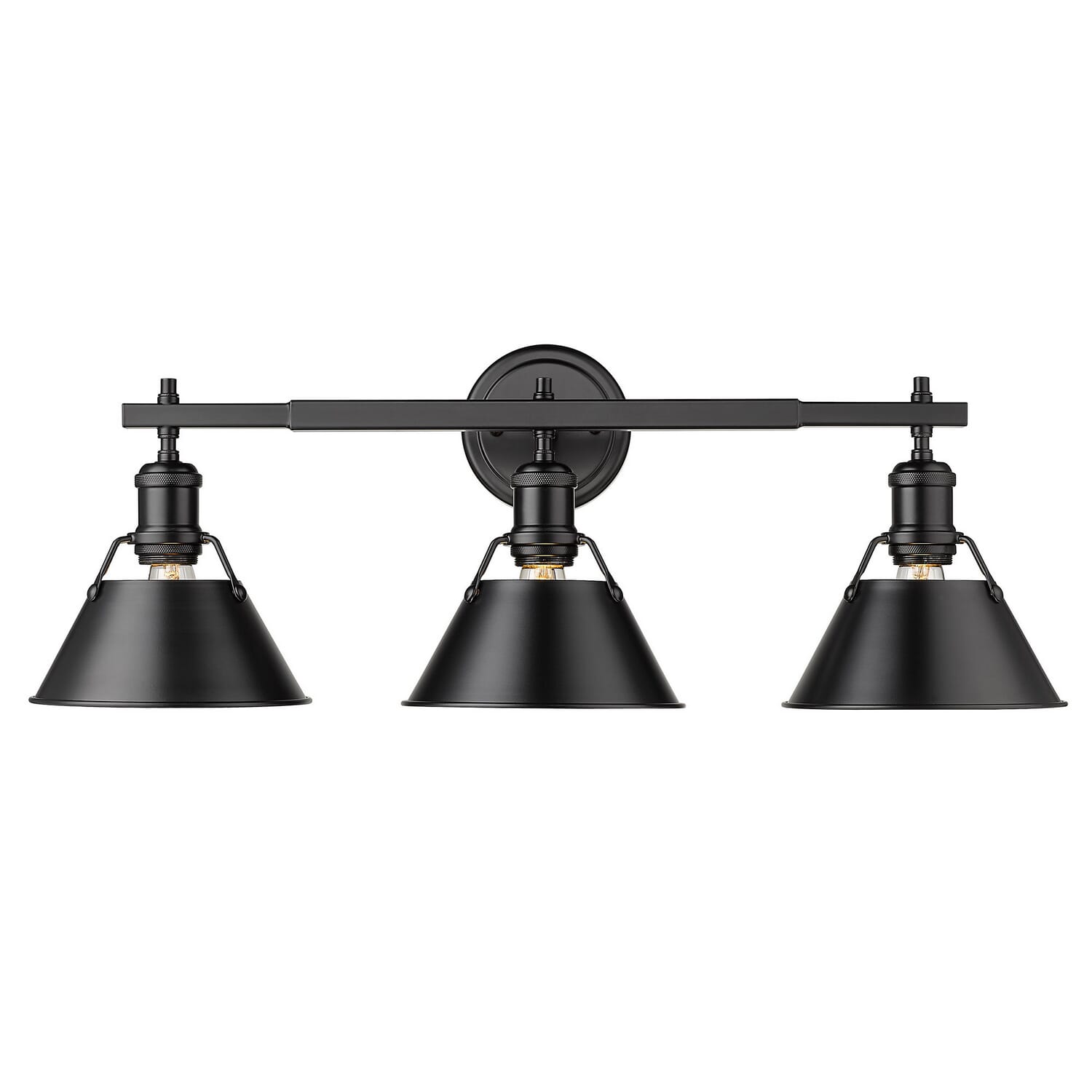 Matte Black Three Light Bath Vanity from the Orwell BLK Collection