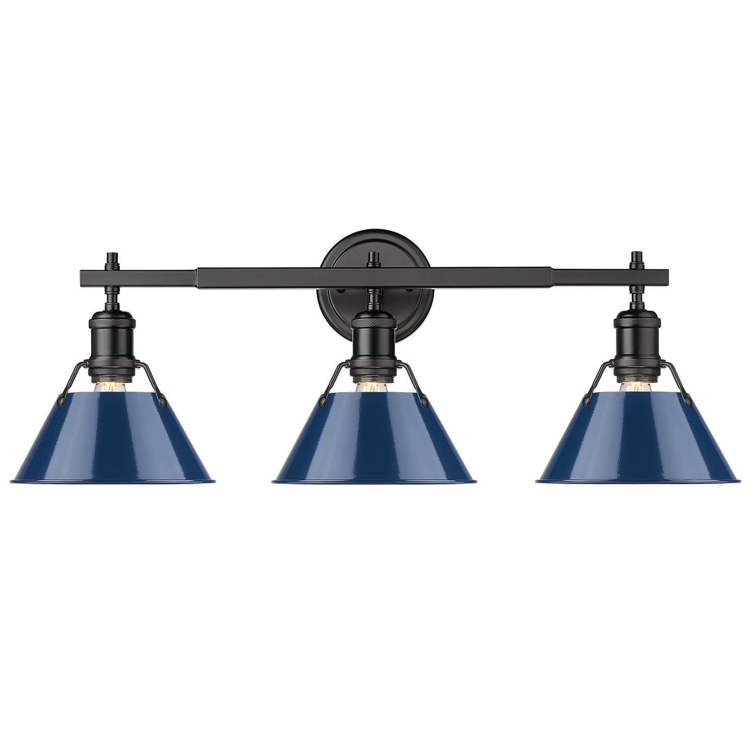 Matte Black Three Light Bath Vanity from the Orwell BLK Collection