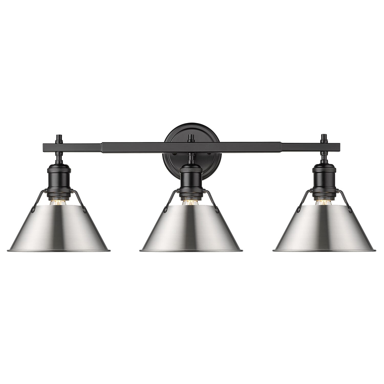 Matte Black Three Light Bath Vanity from the Orwell BLK Collection