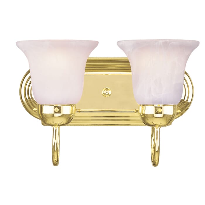 Rivera 2-Light Bathroom Vanity Light in Polished Brass Rivera 2-Light Bathroom Vanity Light in Polished Brass