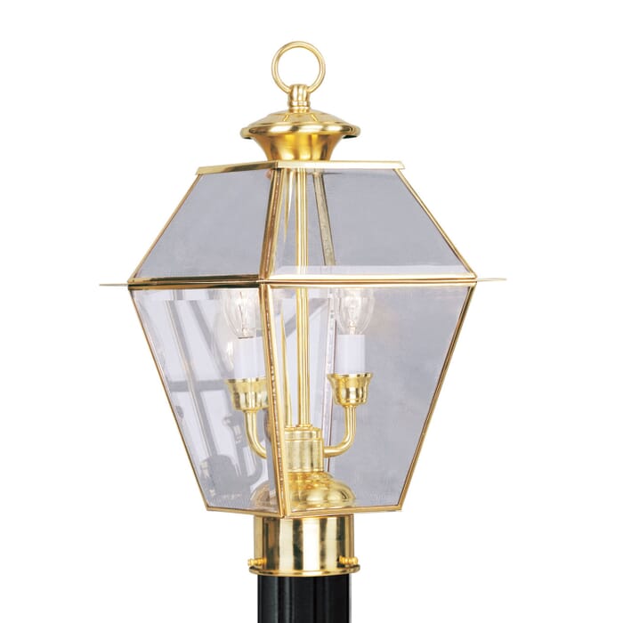 Westover 2-Light Outdoor Post Lantern in Polished Brass Westover 2-Light Outdoor Post Lantern in Polished Brass
