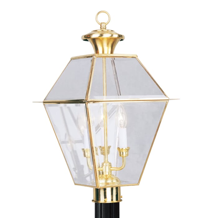 Westover 3-Light Post-Top Lanterm in Polished Brass Westover 3-Light Post-Top Lanterm in Polished Brass
