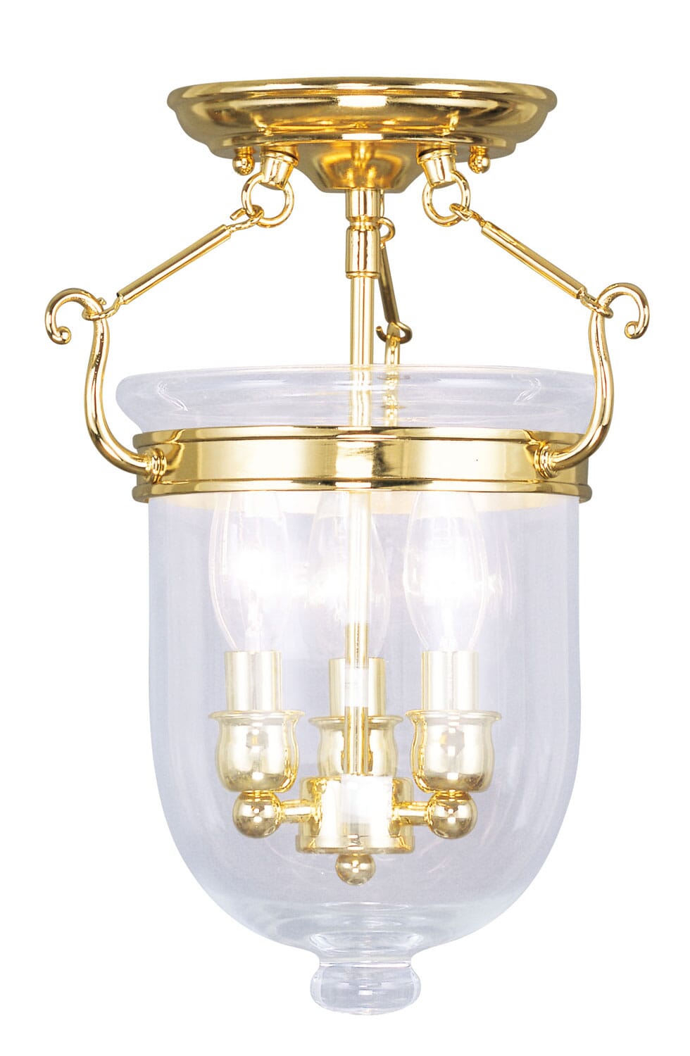 Jefferson 3-Light Ceiling Mount in Polished Brass