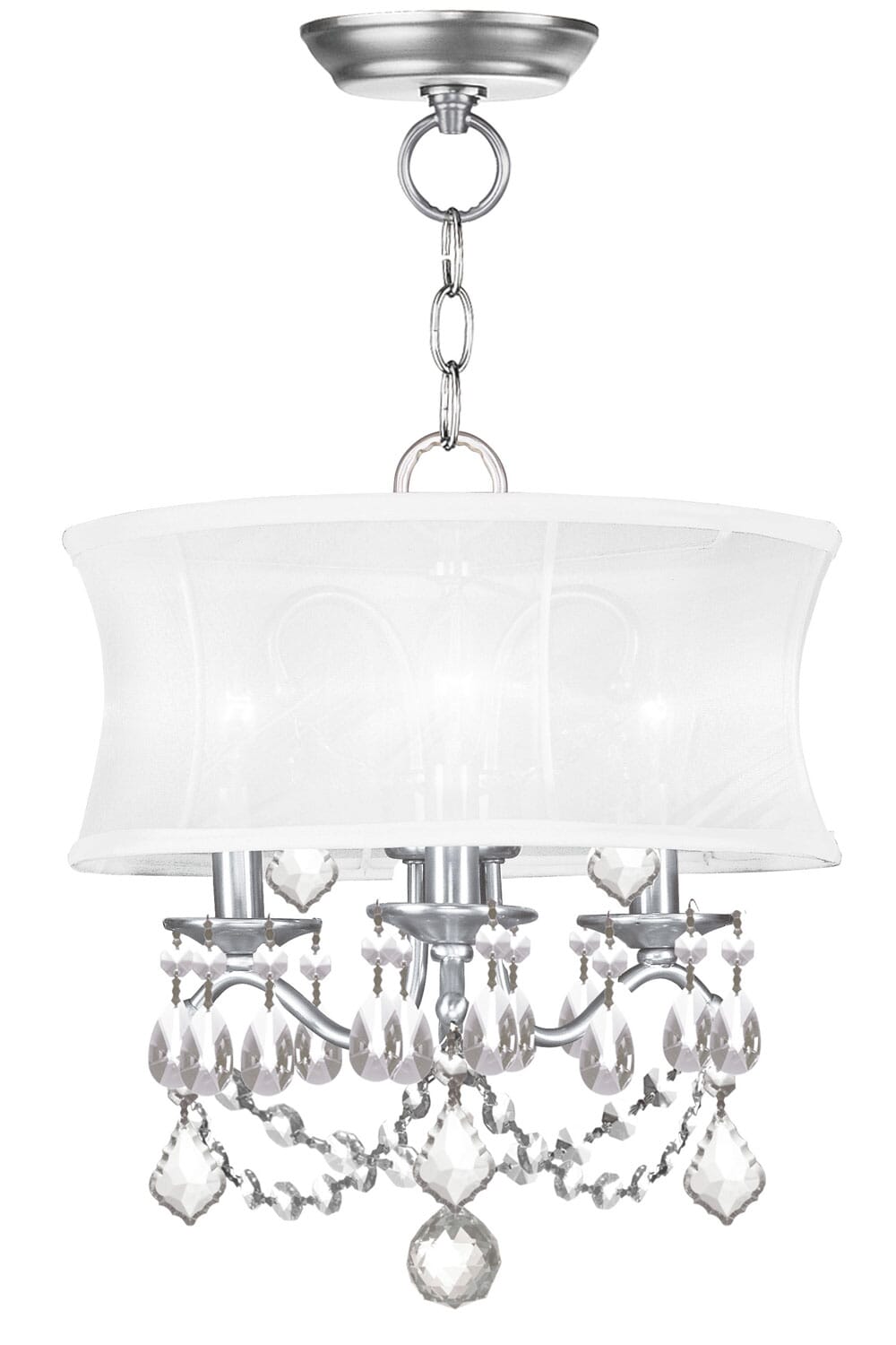 Newcastle 3-Light Mini Chandelier with Ceiling Mount in Brushed Nickel