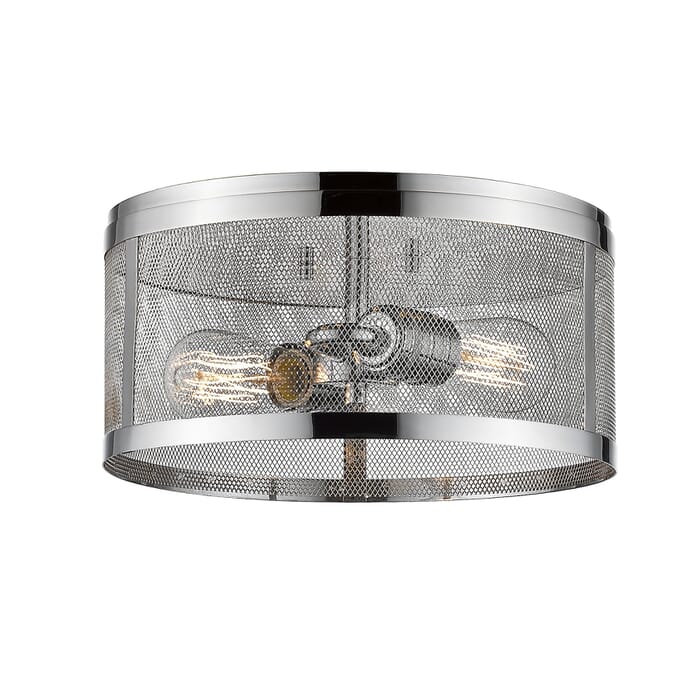 Z-Lite Meshsmith 2-Light Flush Mount Ceiling Light In Chrome Z-Lite Meshsmith 2-Light Flush Mount Ceiling Light In Chrome
