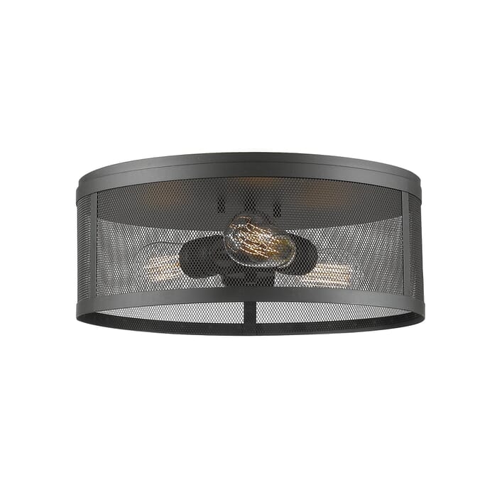 Z-Lite Meshsmith 3-Light Flush Mount Ceiling Light In Bronze Z-Lite Meshsmith 3-Light Flush Mount Ceiling Light In Bronze