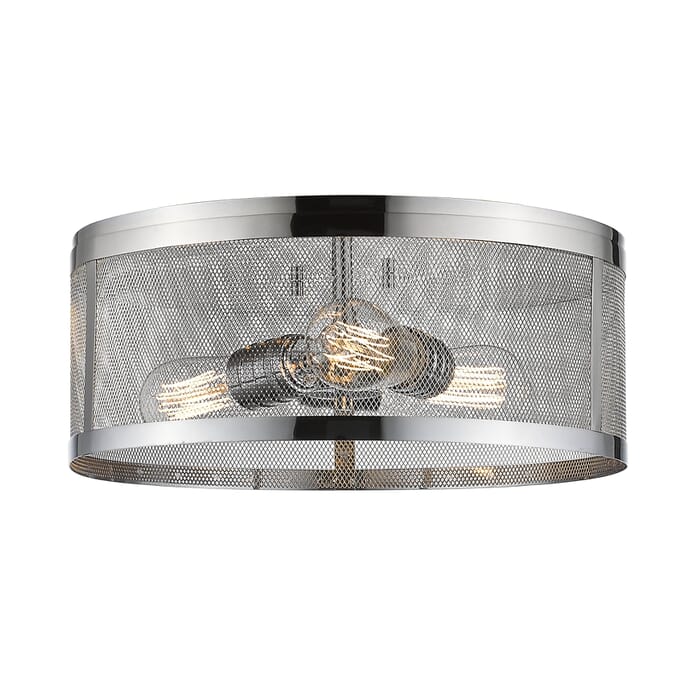 Z-Lite Meshsmith 3-Light Flush Mount Ceiling Light In Chrome Z-Lite Meshsmith 3-Light Flush Mount Ceiling Light In Chrome