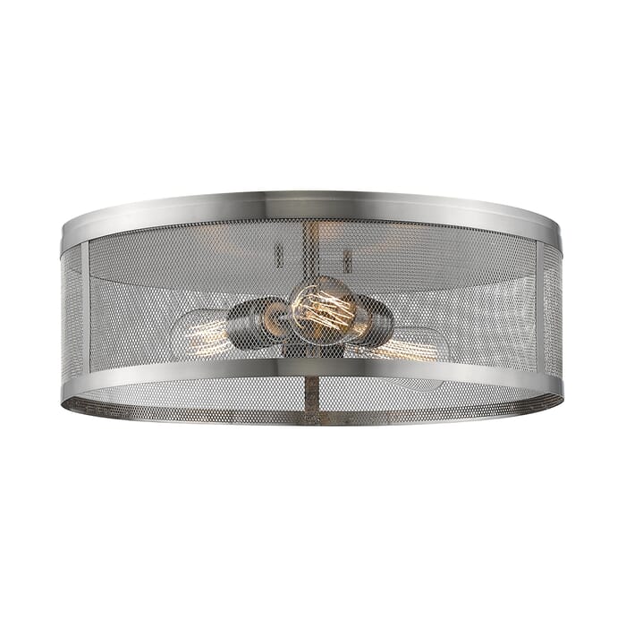 Z-Lite Meshsmith 3-Light Flush Mount Ceiling Light In Brushed Nickel Z-Lite Meshsmith 3-Light Flush Mount Ceiling Light In Brushed Nickel