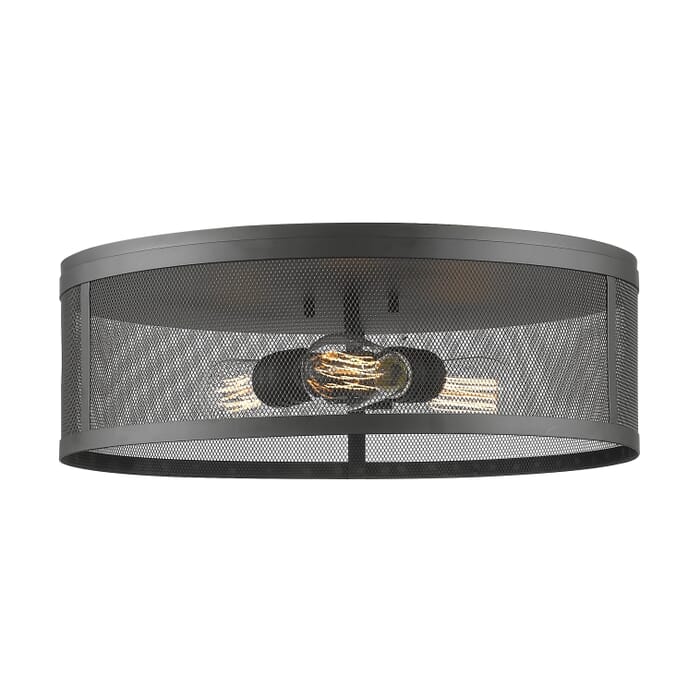 Z-Lite Meshsmith 3-Light Flush Mount Ceiling Light In Bronze Z-Lite Meshsmith 3-Light Flush Mount Ceiling Light In Bronze