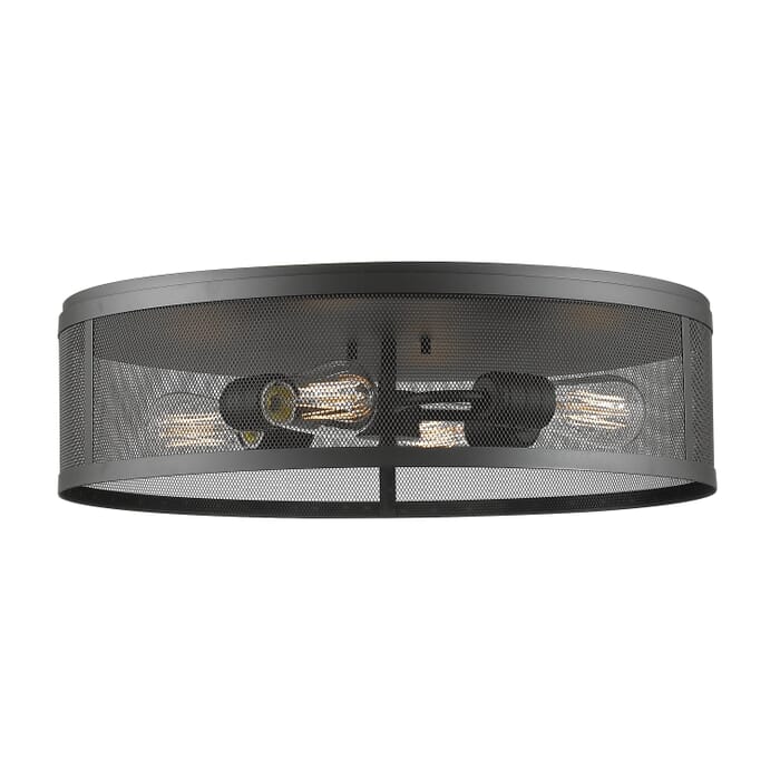 Z-Lite Meshsmith 4-Light Flush Mount Ceiling Light In Bronze Z-Lite Meshsmith 4-Light Flush Mount Ceiling Light In Bronze