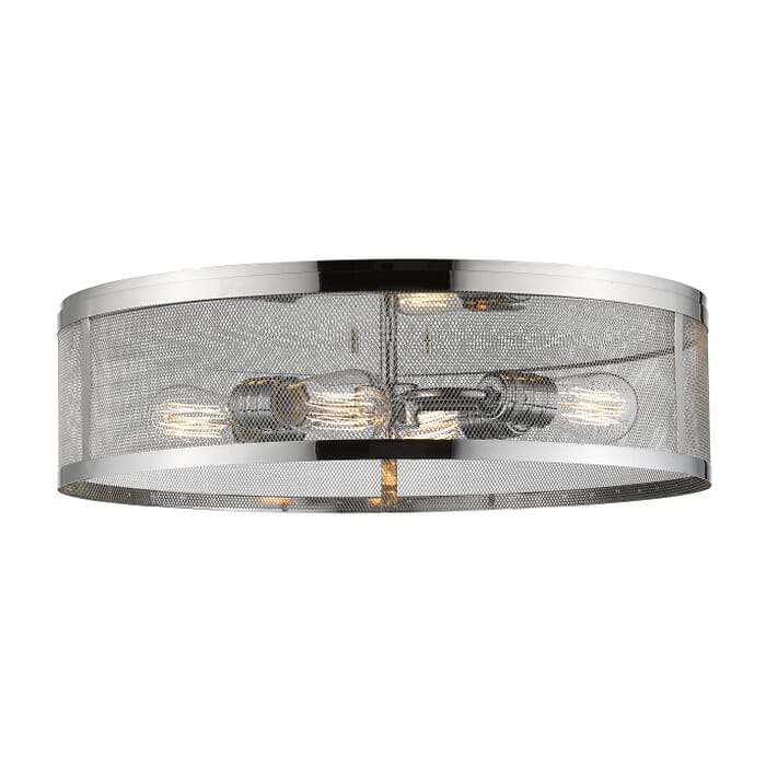 Z-Lite Meshsmith 4-Light Flush Mount Ceiling Light In Chrome Z-Lite Meshsmith 4-Light Flush Mount Ceiling Light In Chrome