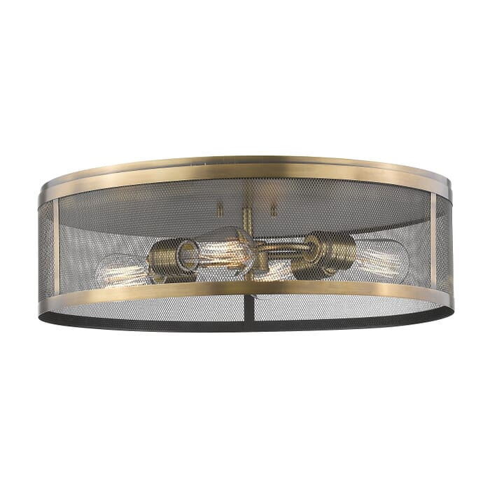 Z-Lite Meshsmith 4-Light Flush Mount Ceiling Light In Natural Brass Z-Lite Meshsmith 4-Light Flush Mount Ceiling Light In Natural Brass
