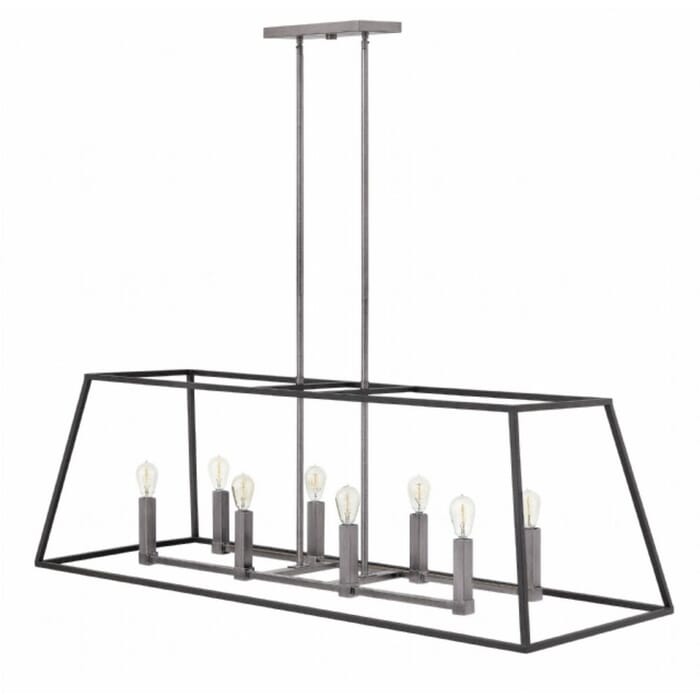Hinkley Fulton 8-Light Hung Linear Pendant Light in Aged Zinc Hinkley Fulton 8-Light Hung Linear Pendant Light in Aged Zinc