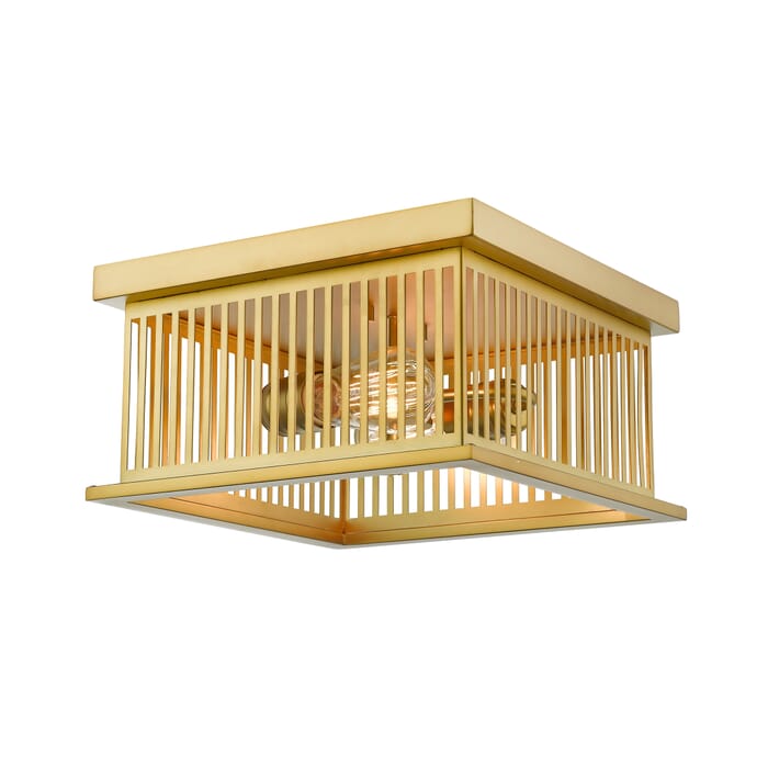 Z-Lite Camellia 2-Light Flush Mount Ceiling Light In Brass Z-Lite Camellia 2-Light Flush Mount Ceiling Light In Brass