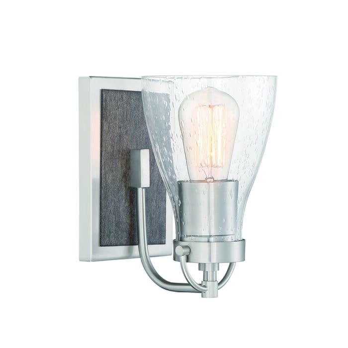 Minka Lavery Garrison 9" Bathroom Vanity Light in Brushed Nickel with Shale Wood Minka Lavery Garrison 9" Bathroom Vanity Light in Brushed Nickel with Shale Wood