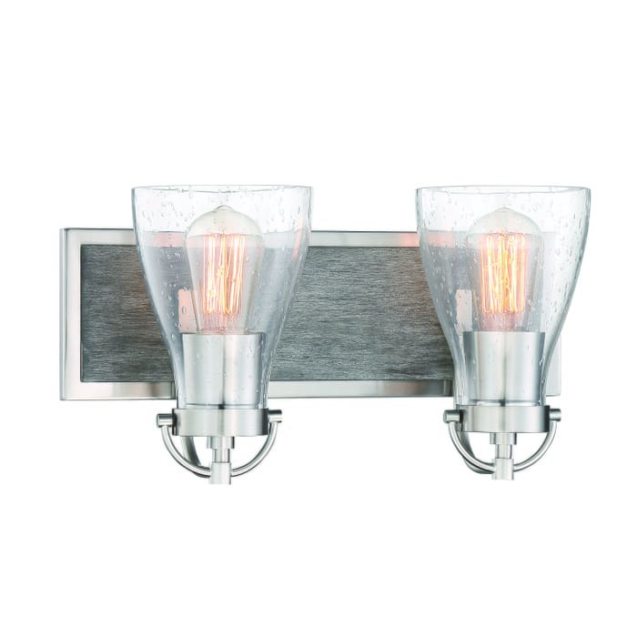 Minka Lavery Garrison 2-Light 9" Bathroom Vanity Light in Brushed Nickel with Shale Wood Minka Lavery Garrison 2-Light 9" Bathroom Vanity Light in Brushed Nickel with Shale Wood