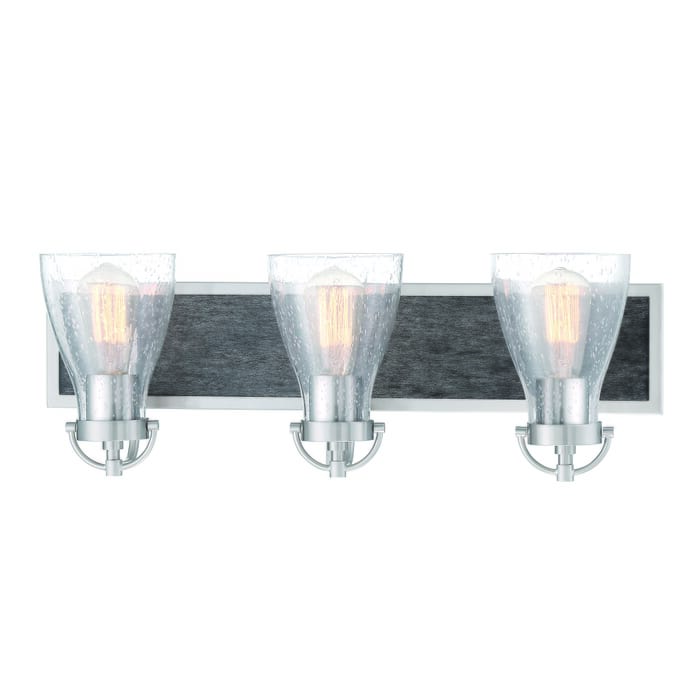 Minka Lavery Garrison 3-Light 9" Bathroom Vanity Light in Brushed Nickel with Shale Wood Minka Lavery Garrison 3-Light 9" Bathroom Vanity Light in Brushed Nickel with Shale Wood