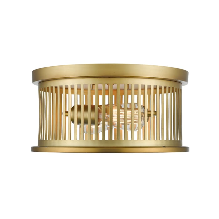 Z-Lite Camellia 2-Light Flush Mount Ceiling Light In Brass Z-Lite Camellia 2-Light Flush Mount Ceiling Light In Brass