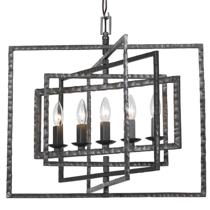 Crystorama Capri 5-Light 17" Industrial Chandelier in Raw Steel Crystorama Capri 5-Light 17" Industrial Chandelier in Raw Steel
