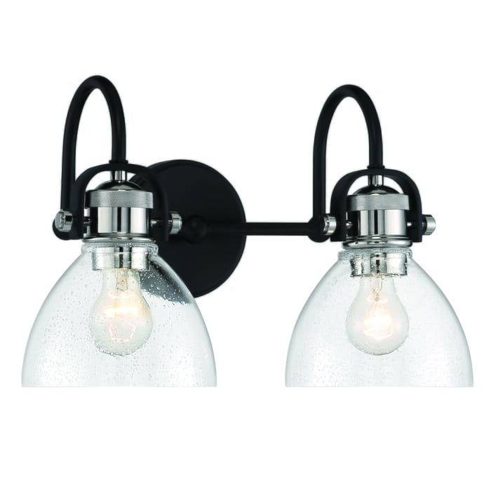 Minka Lavery Monico 2-Light Bathroom Vanity Light in Coaled Nickel Highlight Minka Lavery Monico 2-Light Bathroom Vanity Light in Coaled Nickel Highlight