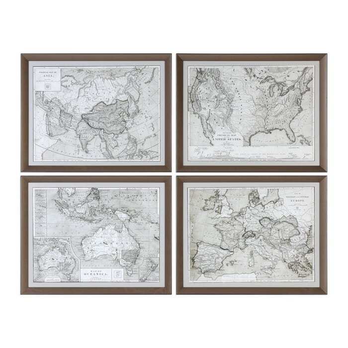 Uttermost World Maps Prints in Bronze Frame (Set of 4) Uttermost World Maps Prints in Bronze Frame (Set of 4)