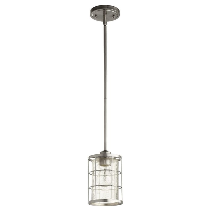 Quorum Ellis Caged Pendant Light in Satin Nickel Quorum Ellis Caged Pendant Light in Satin Nickel