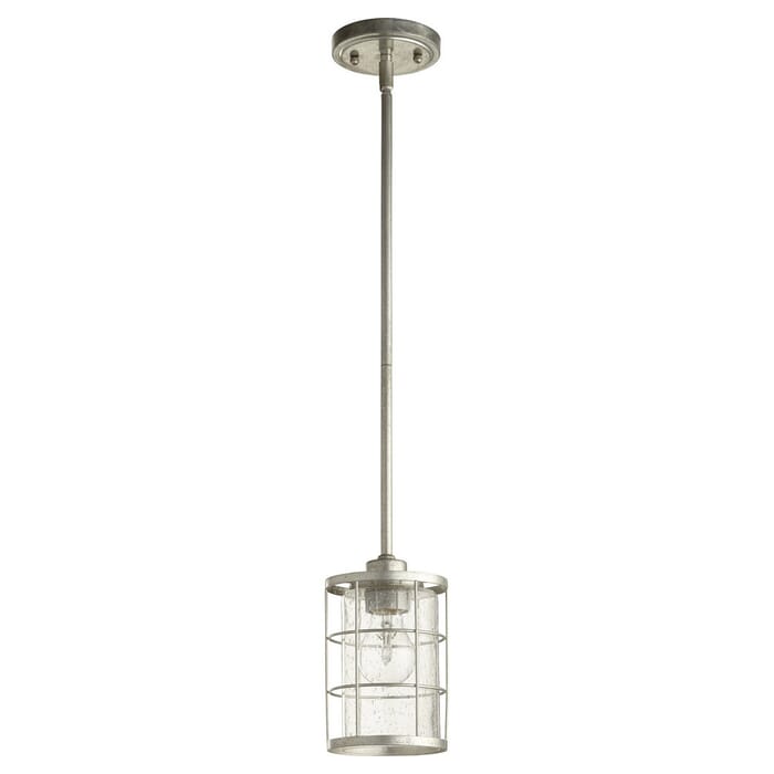 Quorum Ellis Caged Pendant Light in Tumbled Steel Quorum Ellis Caged Pendant Light in Tumbled Steel