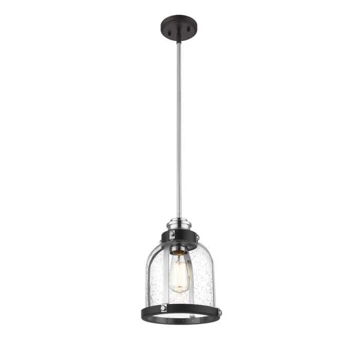Z-Lite Burren 1-Light Mini Pendant Light In Matte Black With Chrome Z-Lite Burren 1-Light Mini Pendant Light In Matte Black With Chrome