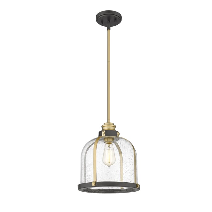 Z-Lite Burren 1-Light Pendant Light In Bronze With Brass Z-Lite Burren 1-Light Pendant Light In Bronze With Brass