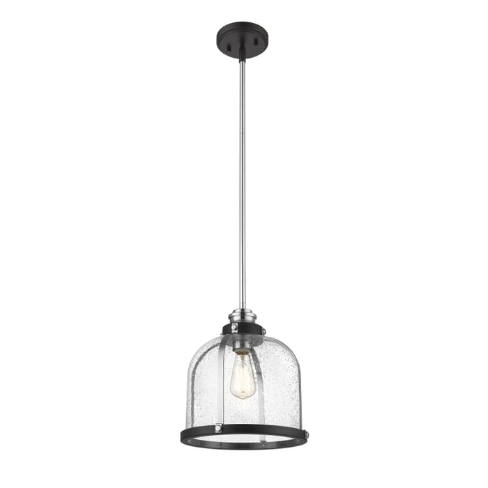 Z-Lite Burren 1-Light Pendant Light In Matte Black With Chrome Z-Lite Burren 1-Light Pendant Light In Matte Black With Chrome