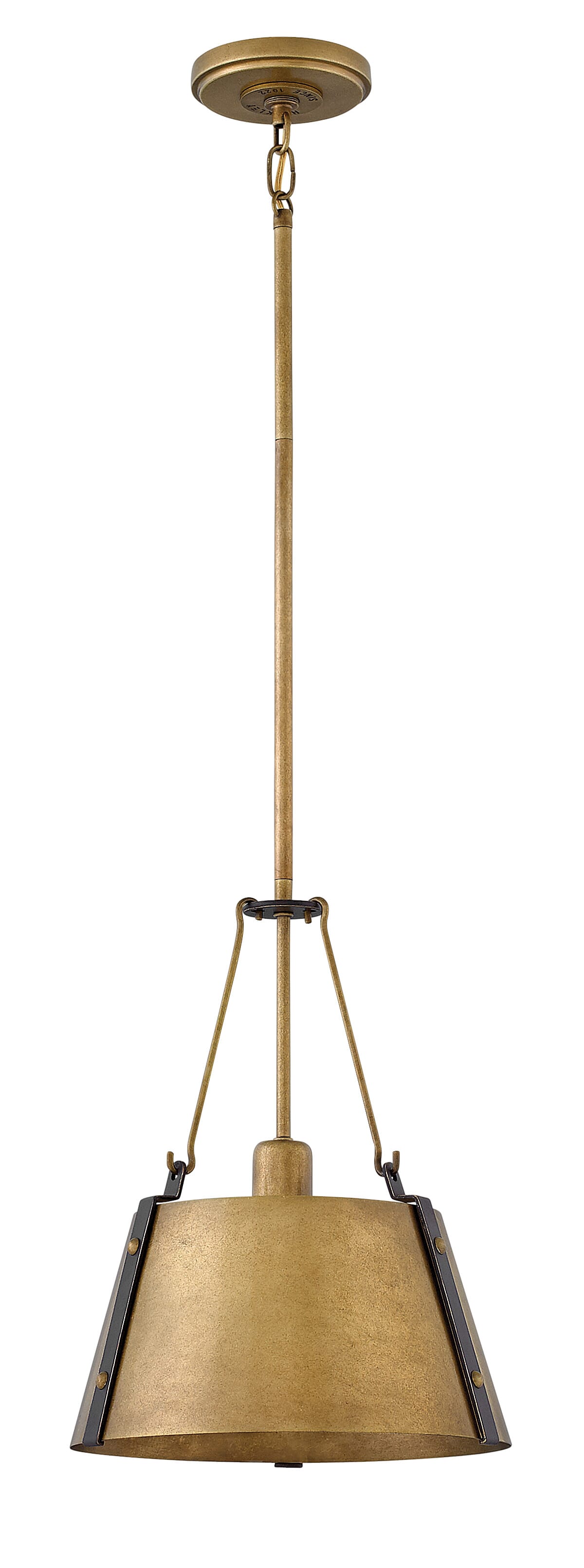 Rustic Brass LED Pendant from the Cartwright Collection