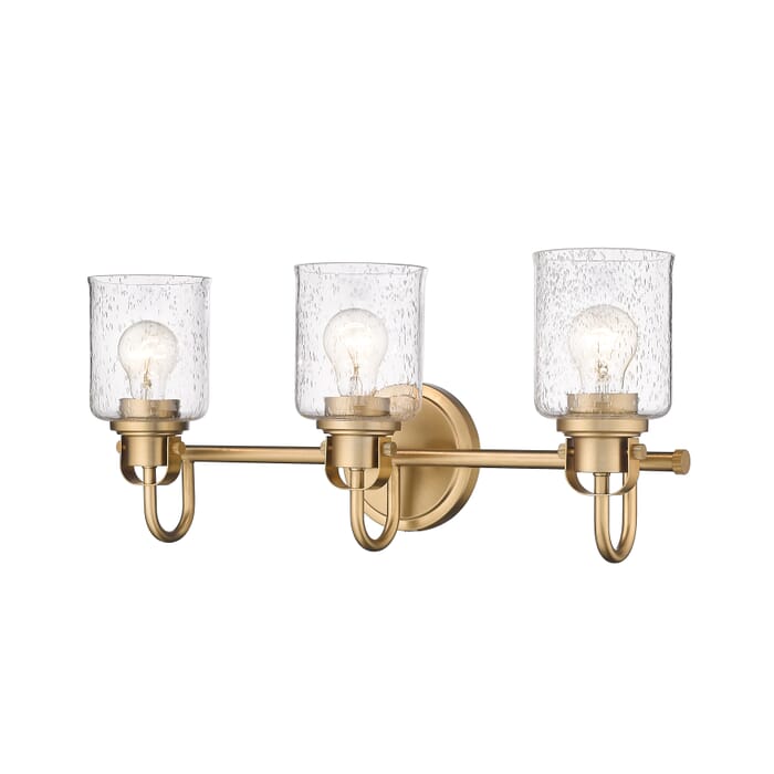 Z-Lite Kinsley 3-Light Bathroom Vanity Light In Heirloom Gold Z-Lite Kinsley 3-Light Bathroom Vanity Light In Heirloom Gold