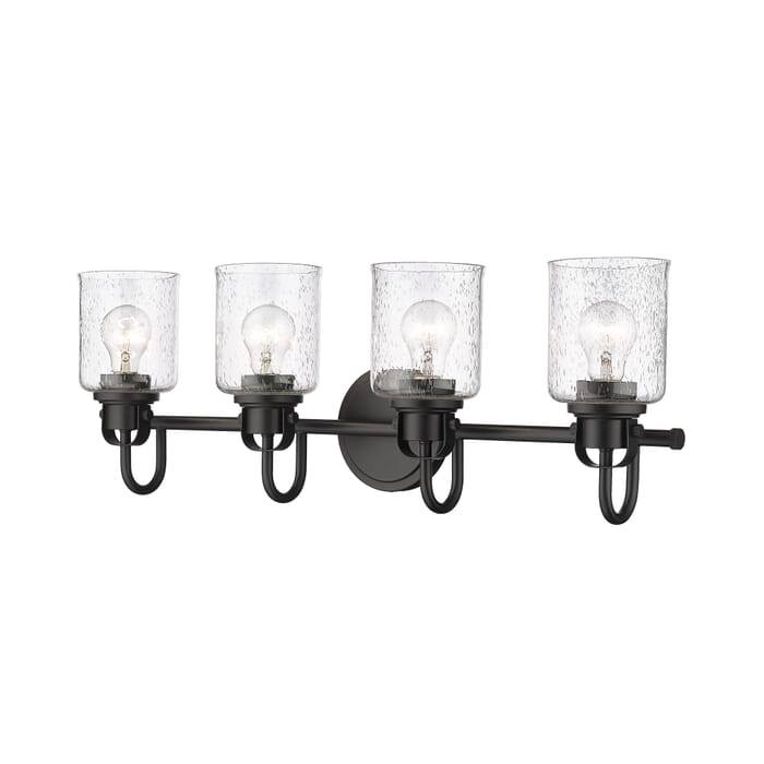 Z-Lite Kinsley 4-Light Bathroom Vanity Light In Matte Black Z-Lite Kinsley 4-Light Bathroom Vanity Light In Matte Black