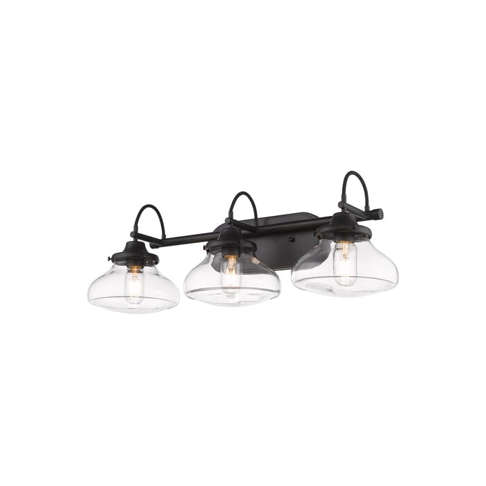Golden Nash 3-Light Bathroom Vanity Light in Matte Black Golden Nash 3-Light Bathroom Vanity Light in Matte Black
