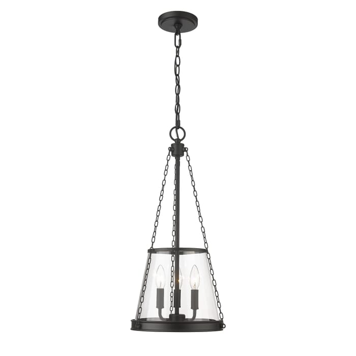 Z-Lite Prescott 3-Light Pendant Light In Matte Black Z-Lite Prescott 3-Light Pendant Light In Matte Black