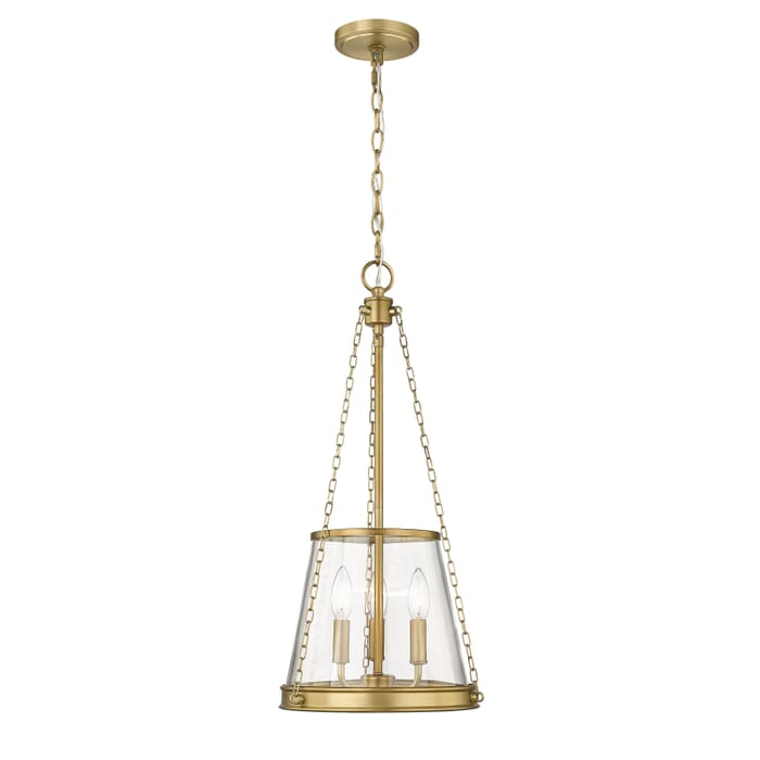 Z-Lite Prescott 3-Light Pendant Light In Rubbed Brass Z-Lite Prescott 3-Light Pendant Light In Rubbed Brass