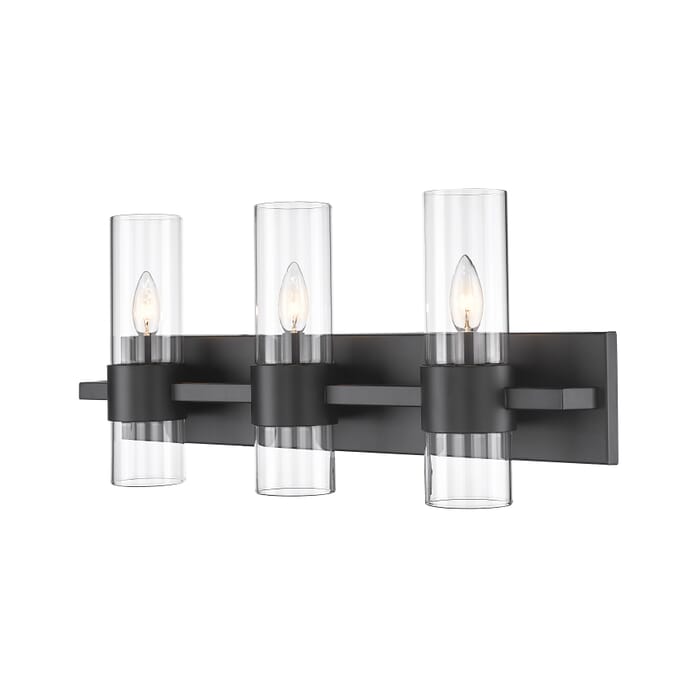 Z-Lite Lawson 3-Light Bathroom Vanity Light In Matte Black Z-Lite Lawson 3-Light Bathroom Vanity Light In Matte Black