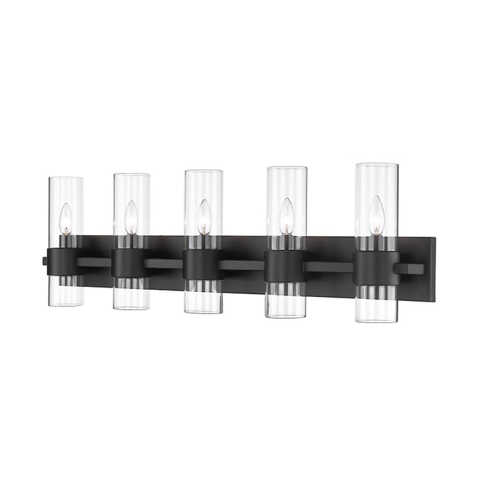 Z-Lite Lawson 5-Light Bathroom Vanity Light In Matte Black Z-Lite Lawson 5-Light Bathroom Vanity Light In Matte Black