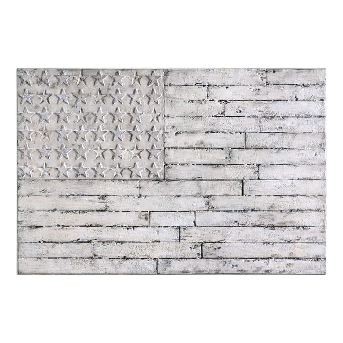 Uttermost Blanco 60" American Wall Art in Distressed Whitewashed Wood Uttermost Blanco 60" American Wall Art in Distressed Whitewashed Wood