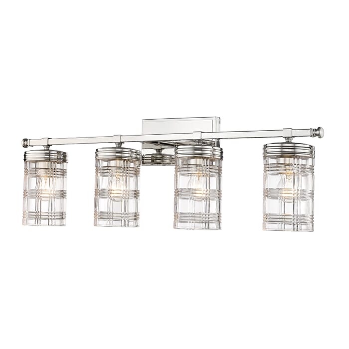 Z-Lite Archer 4-Light Bathroom Vanity Light In Polished Nickel Z-Lite Archer 4-Light Bathroom Vanity Light In Polished Nickel